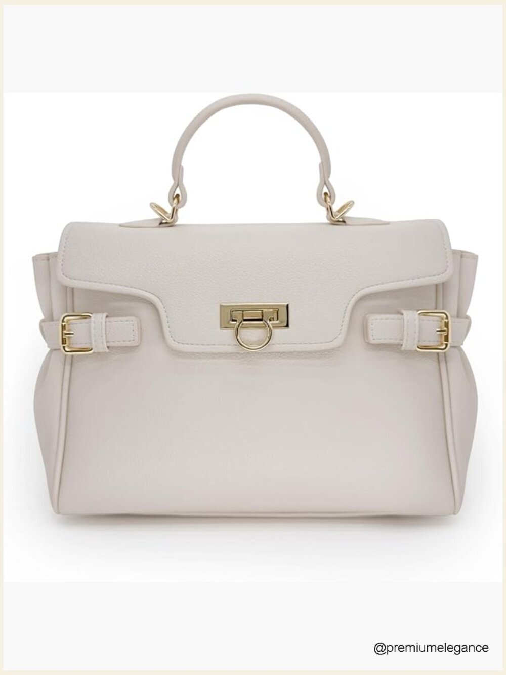 Structured Satchel Handbag Crossbody Bag Detachable Strap Turn Lock